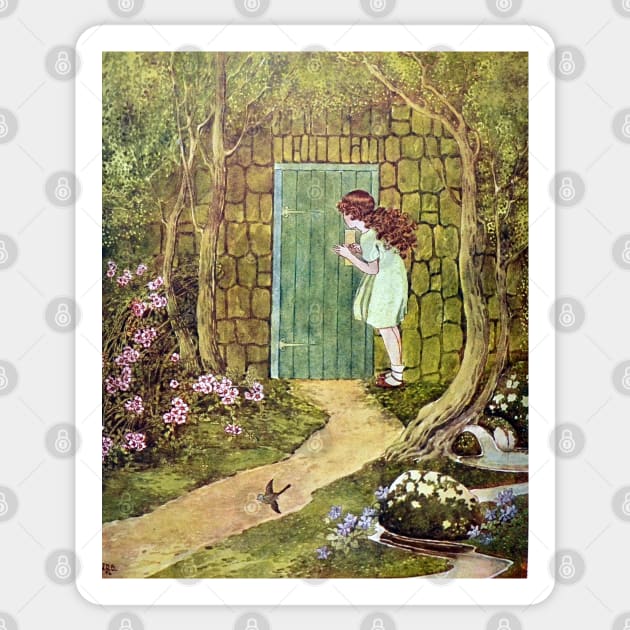 The Little Green Door - Ida Rentoul Outhwaite Sticker by forgottenbeauty